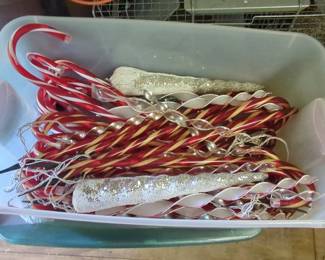 Lot of Vintage Plastic Candy Cane and Icicle Christmas Ornaments