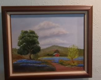 Texas Bluebonnet Landscape Oil Painting