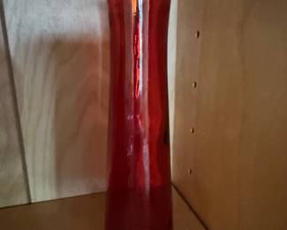 Mid-Century Modern Ruby Red Swung Vase