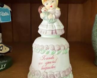 Homco #1416 Porcelain Bell - Girl Holding Doll