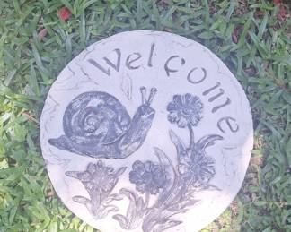 Snail and Flowers Welcome Garden Stepping Stone