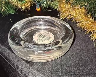 Indiana Glass Crystal Clear Heavy Flat Pillar Holder #6753