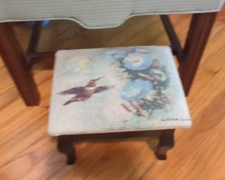 Lena Liu Hummingbird and Morning Glory Footstool