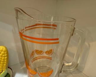 Vintage Orange Slice Glass Pitcher - Libbey or Crisa