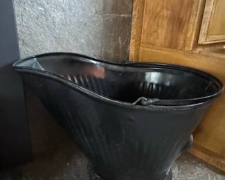 Vintage Black Metal Coal Hod with Handle
