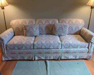 Traditional Three-Cushion Sofa with Flame Stitch Pattern