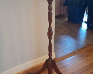 Vintage Pedestal Plant Stand with Turned Column and Tripod Base