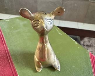 Vintage Brass Big-Eared Mouse Figurine, Made in India
