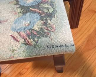 Lena Liu Hummingbird and Morning Glory Footstool