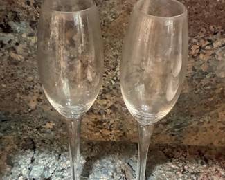 Lenox Statuesque Platinum Trim Bands Crystal Champagne Flutes