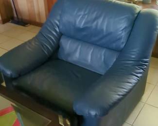 Blue Leather Club Chair