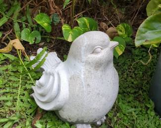Cast Stone Garden Bird Statue - Sparrow/Finch Type
