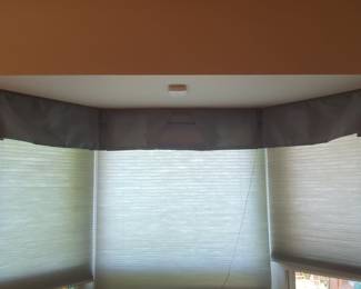 Custom Bay Window Cellular Shades with Fabric Box Valance