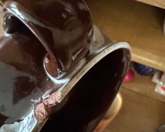 Vintage Brown Drip Glaze Bean Pot