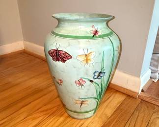 Andrea by Sadek Hand-Painted Butterfly Motif Ceramic Vase