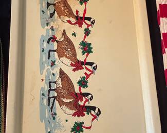 Potpourri Press Christmas Geese Metal Serving Tray 1985