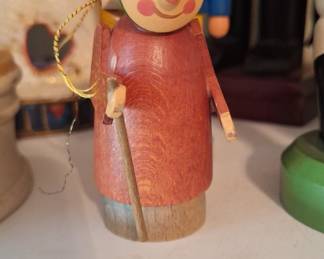 Vintage Erzgebirge Wooden Figurine - Old Man with Staff