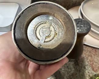 Vintage International Silver Wood and Silver-Plate Pepper Mill and Salt Shaker Set