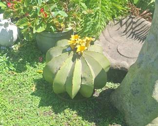 Painted Metal Barrel Cactus Yard Sculpture
