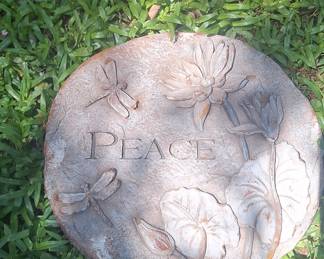 Decorative Garden Stepping Stone - Peace Lotus and Dragonfly