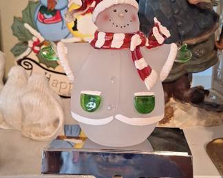 Glass Snowman Christmas Stocking Holder