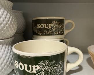 Vintage USA Pottery "Soup" Vegetable Basket Soup Mug