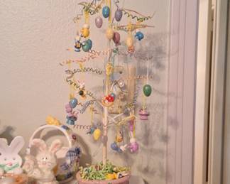 Vintage Easter Tree with Wooden Ornaments