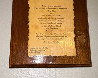 Vintage Wedding Invitation Plaque with Treble Clef Hanger