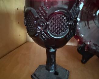 Avon Cape Cod Ruby Red Goblet and Plate
