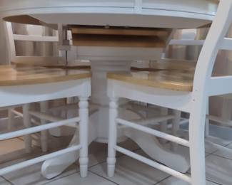East West Furniture 5-Piece Oval White Finish Solid Wood Top Dining Table with 4 Chairs