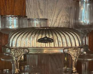 F.B. Rogers Silver-Plated Butter Dish with Lion Head Feet