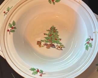 Holiday Hostess Christmas Tree Rimmed Soup Bowl