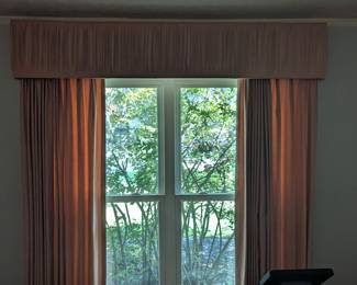 Custom Pleated Drapery Set with Matching Valance for Double Wide Window