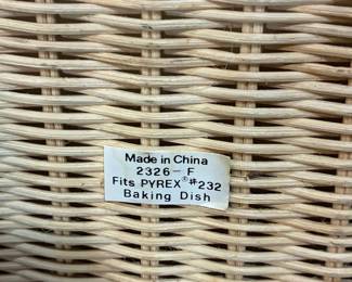 Pyrex #232 Baking Dish with Wicker Carrier
