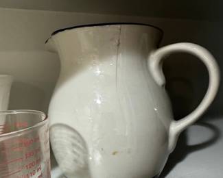 Vintage Blue Banded Stoneware Pitcher
