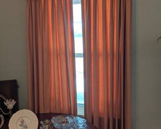 Custom Pleated Drapery with Matching Box Valance - Dusty Rose/Peach