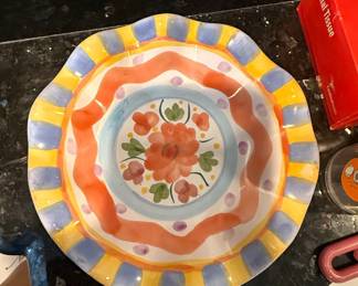 Hand-Painted Majolica Style Pedestal Bowl
