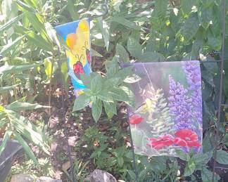 Decorative Garden Flags Set: Ladybug and Floral Scene