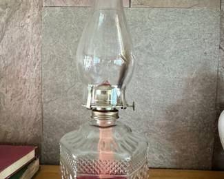 Vintage Lamplight Farms Diamond Pattern Glass Oil Lamp