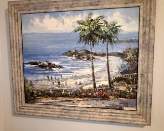 Coastal Seascape Oil Painting with Palm Trees