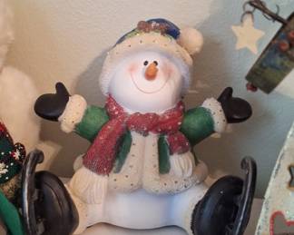 Holiday Snowman Figurine with Ice Skates
