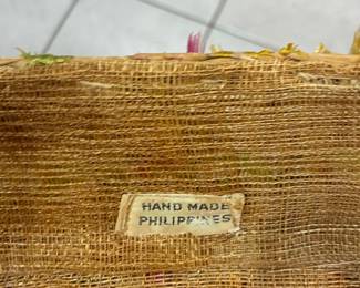 Vintage Hand-Woven Raffia Casserole Holder with Glass Insert - Hand Made Philippines