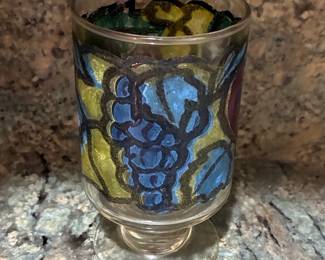 Libbey Stained Glass Fruit Motif Goblets (Set of 4)