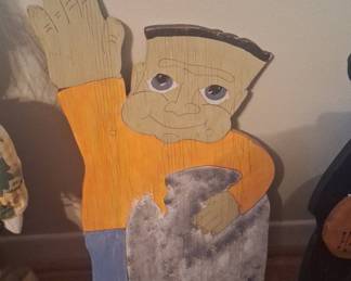 Hand-Painted Wooden Frankenstein Halloween Yard Art