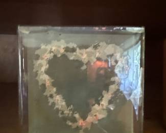 Resin Heart Paperweight with Dried Flowers