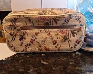 Vintage Floral Tapestry Train Case/Cosmetic Bag