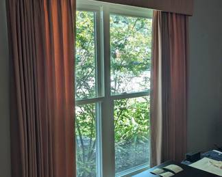 Custom Pleated Drapery Set with Matching Valance for Double Wide Window