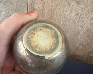 Vintage Silver-Plated Spherical Trinket Box with Bow Finial