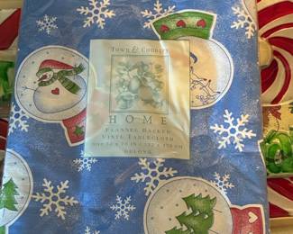 Town & Country Home Snowglobe Tossed Flannel Backed Vinyl Tablecloth