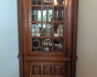 Traditional Oak Corner Curio Cabinet